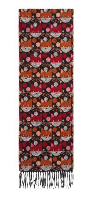 Scarf with Comical Cats Motif