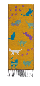 Scarf with Playful Cat Motif