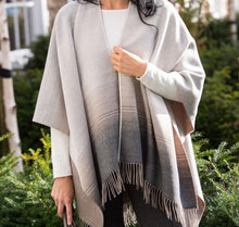 Fringed Shawl with Shadow Rainbow Design