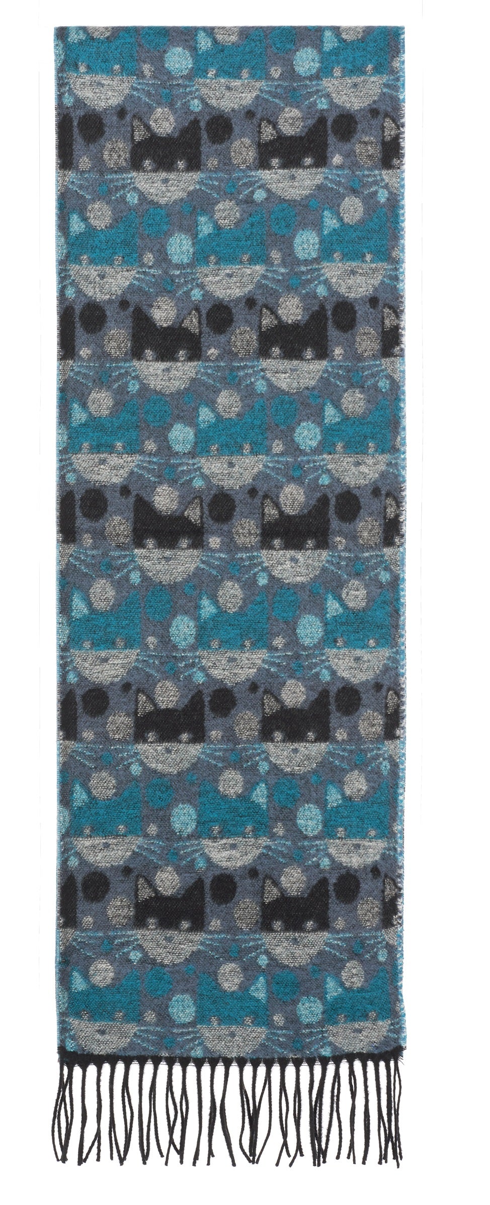 Scarf with Comical Cats Motif