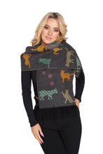 Scarf with Playful Cat Motif