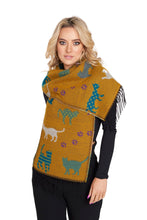 Scarf with Playful Cat Motif