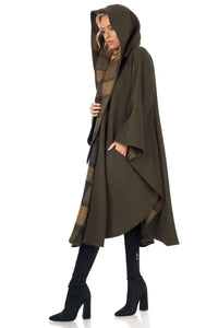 Cape in Double-Face Cloth with Convertible Hood