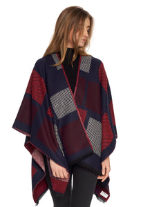 Shawl with Large Box Check Design