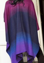 Fringed Shawl with Shadow Rainbow Design