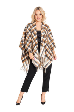 Shawl with Large Houndstooth Check Design