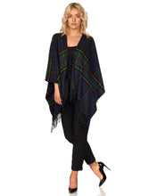 Fringed Shawl in Plaid Design