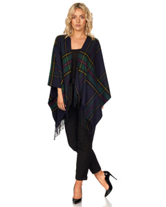 Fringed Shawl in Plaid Design
