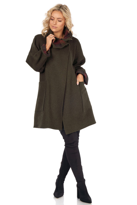 Shortie Coat With Check Interior