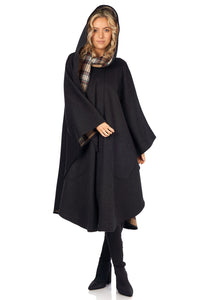 Cape in Double-Face Cloth with Convertible Hood