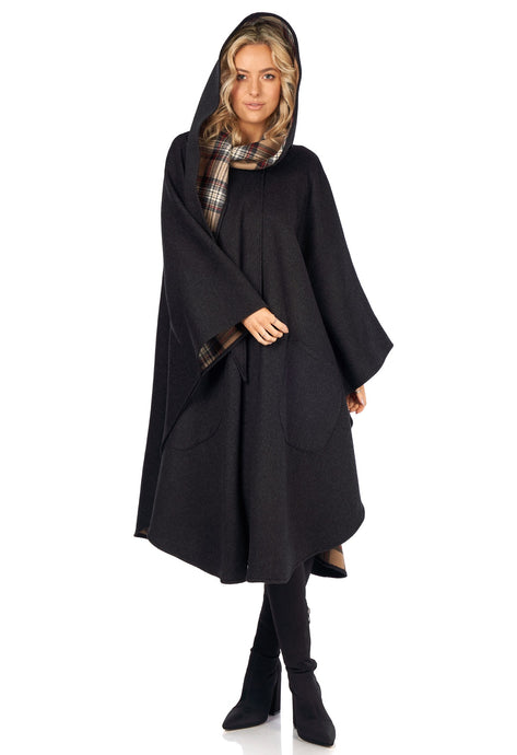 Cape in Double-Face Cloth with Convertible Hood