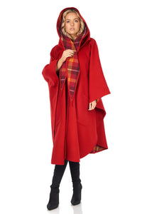 Cape in Double-Face Cloth with Convertible Hood