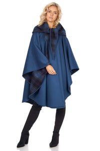 Knee Length Cape in Double-Face Cloth with Convertible Hood
