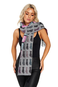 Scarf with Cat Motif