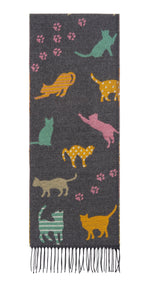 Scarf with Playful Cat Motif