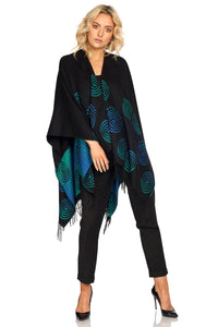 Fringed Shawl with Celtic Spiral Motif