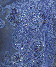 Blue Beaded Stole With Paisley Motif