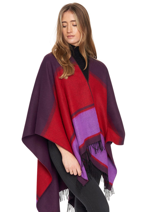 Fringed Shawl with Colour Panels