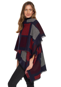Shawl with Large Box Check Design