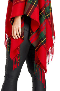 Fringed Shawl in Plaid Design