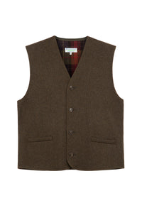 Man's Moss Green Waistcoat With Plaid Interior