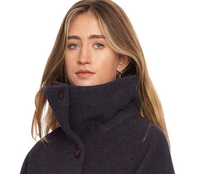 Cape in Double-Face Cloth with Convertible Collar