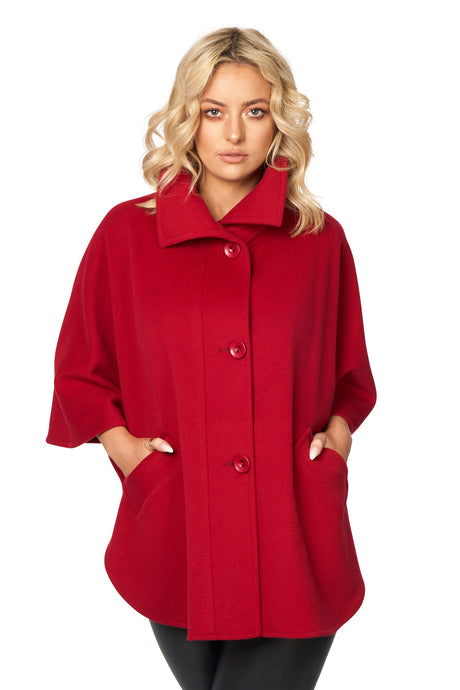 Hip Length Cape with Collar and Pockets